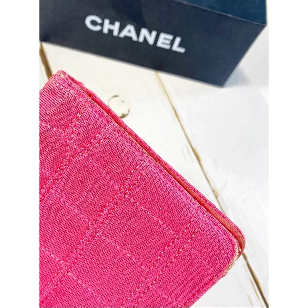 Chanel Pink Croc Stitched Canvas Reissue Wallet